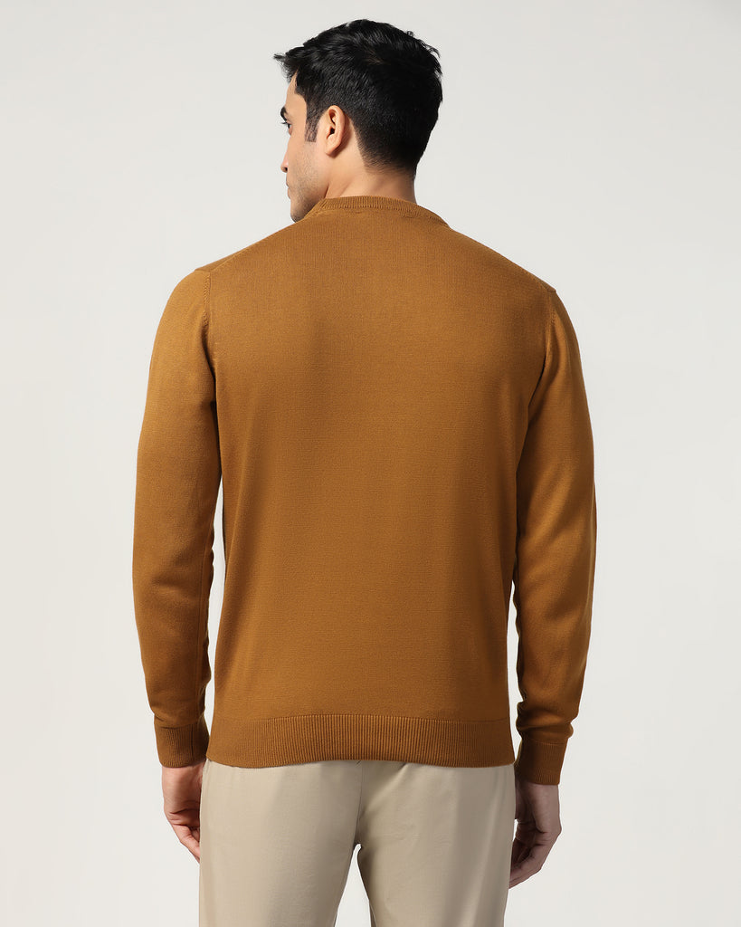 Crew Neck Ochre Solid Sweater - Harley