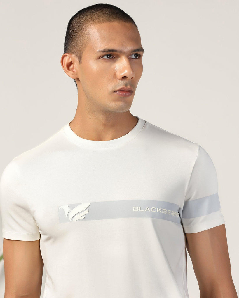 Crew Neck Off White Printed T-Shirt - Samuel