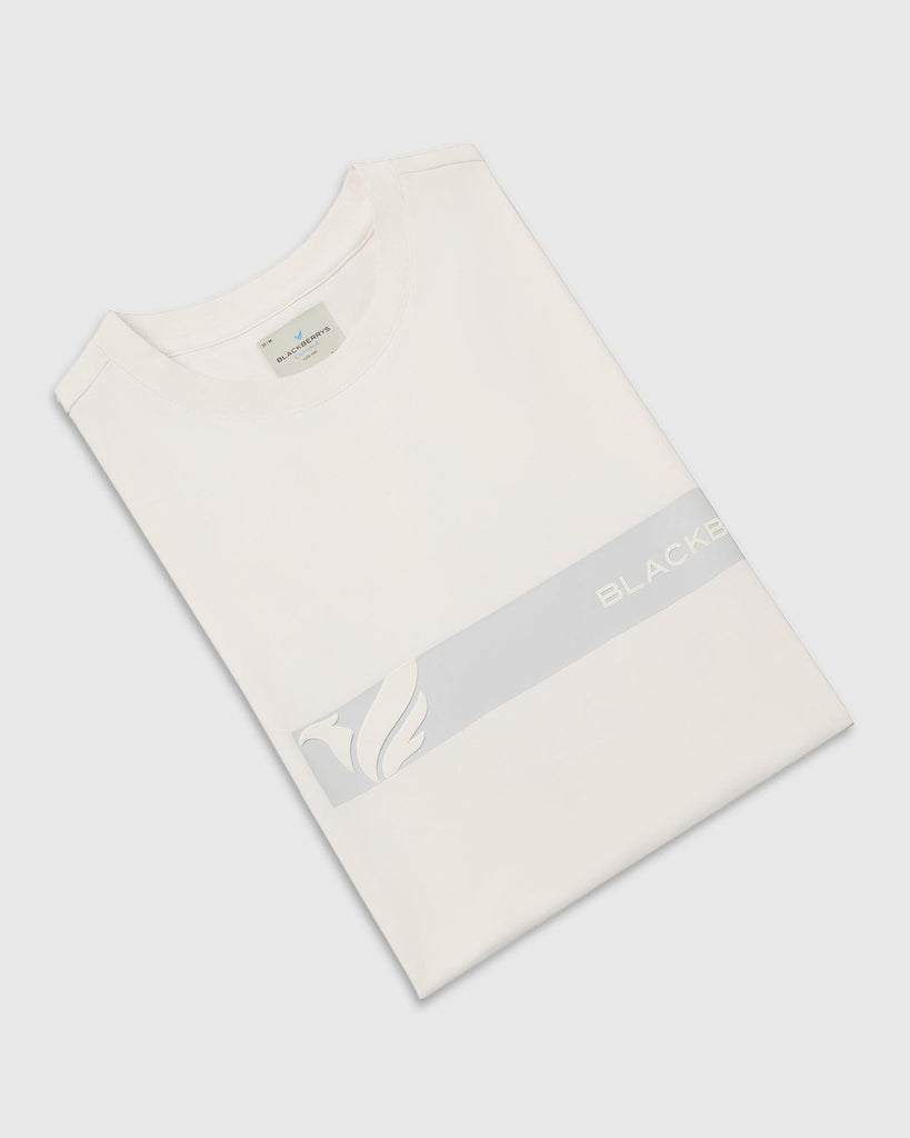 Crew Neck Off White Printed T-Shirt - Samuel