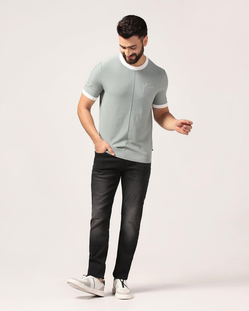 Crew Neck Olive Solid T-Shirt - Gusto
