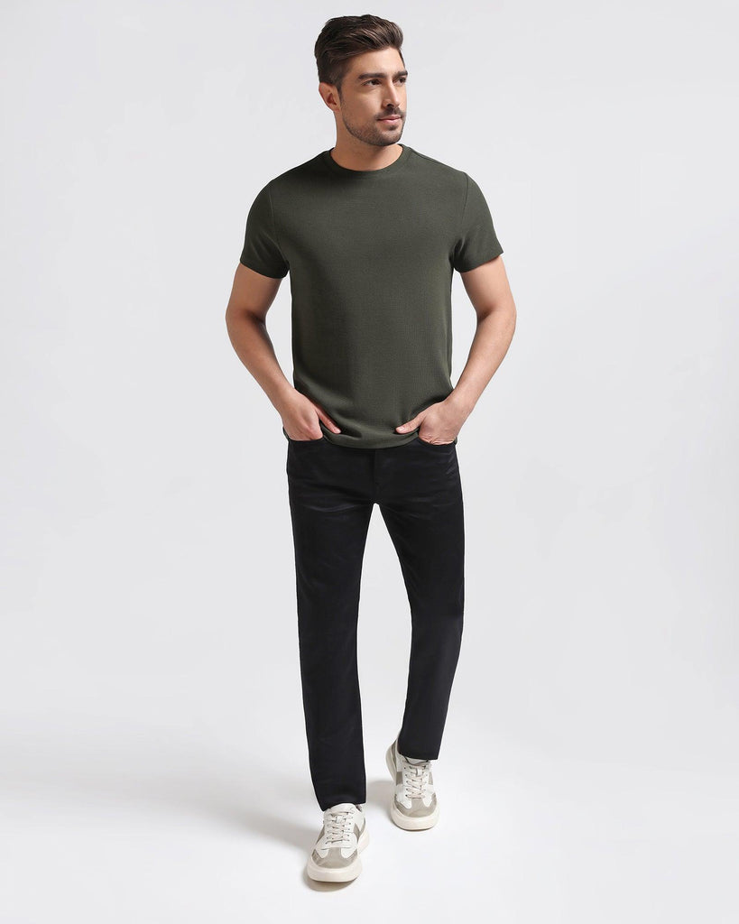 Crew Neck Olive Textured T-Shirt - Dae