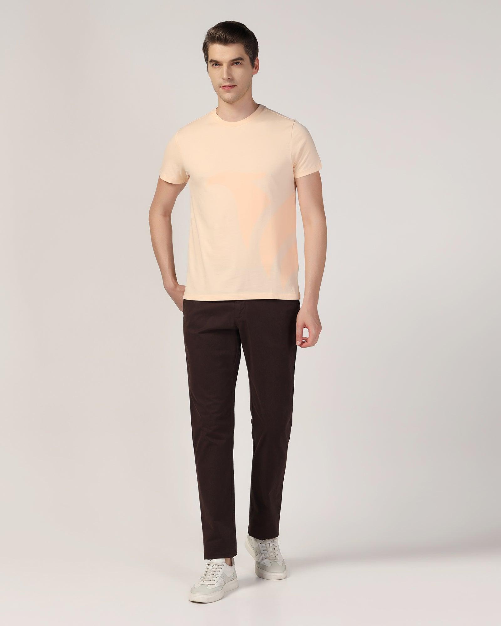 Crew Neck Peach Printed T-Shirt - Terrain - Blackberrys