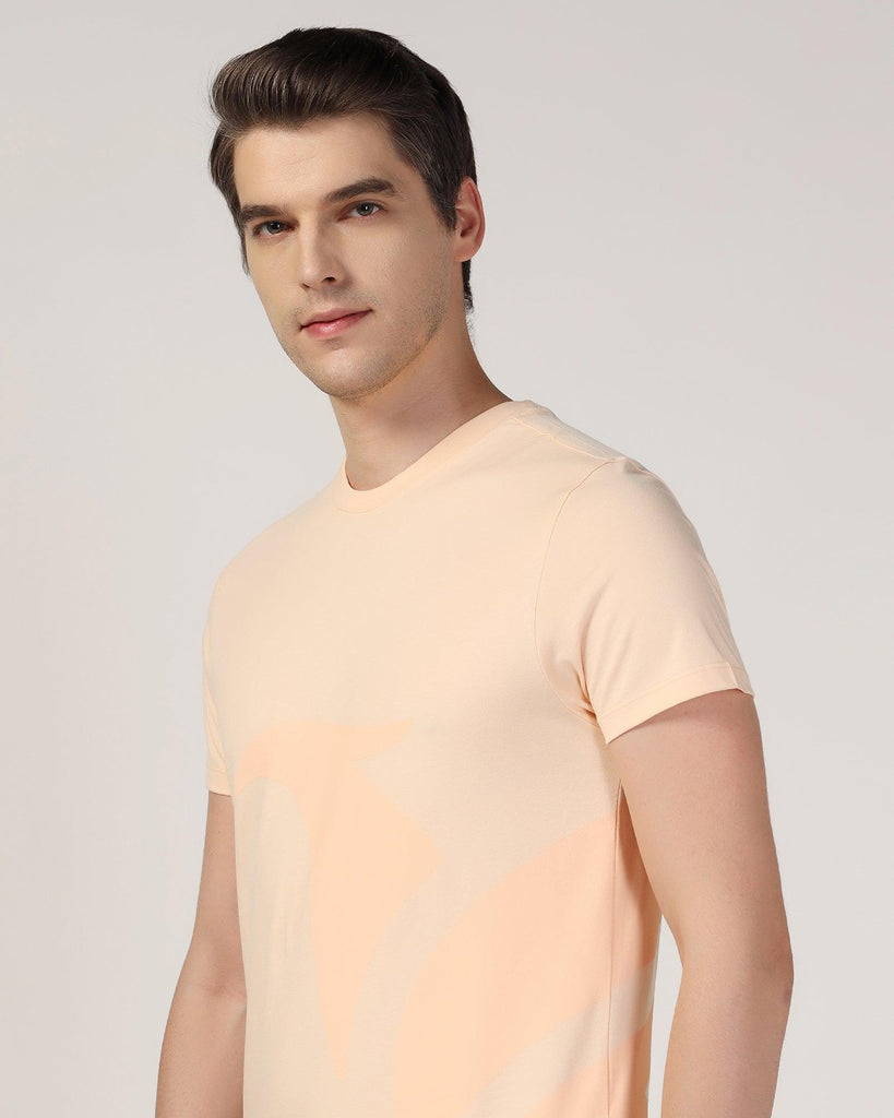 Crew Neck Peach Printed T-Shirt - Terrain