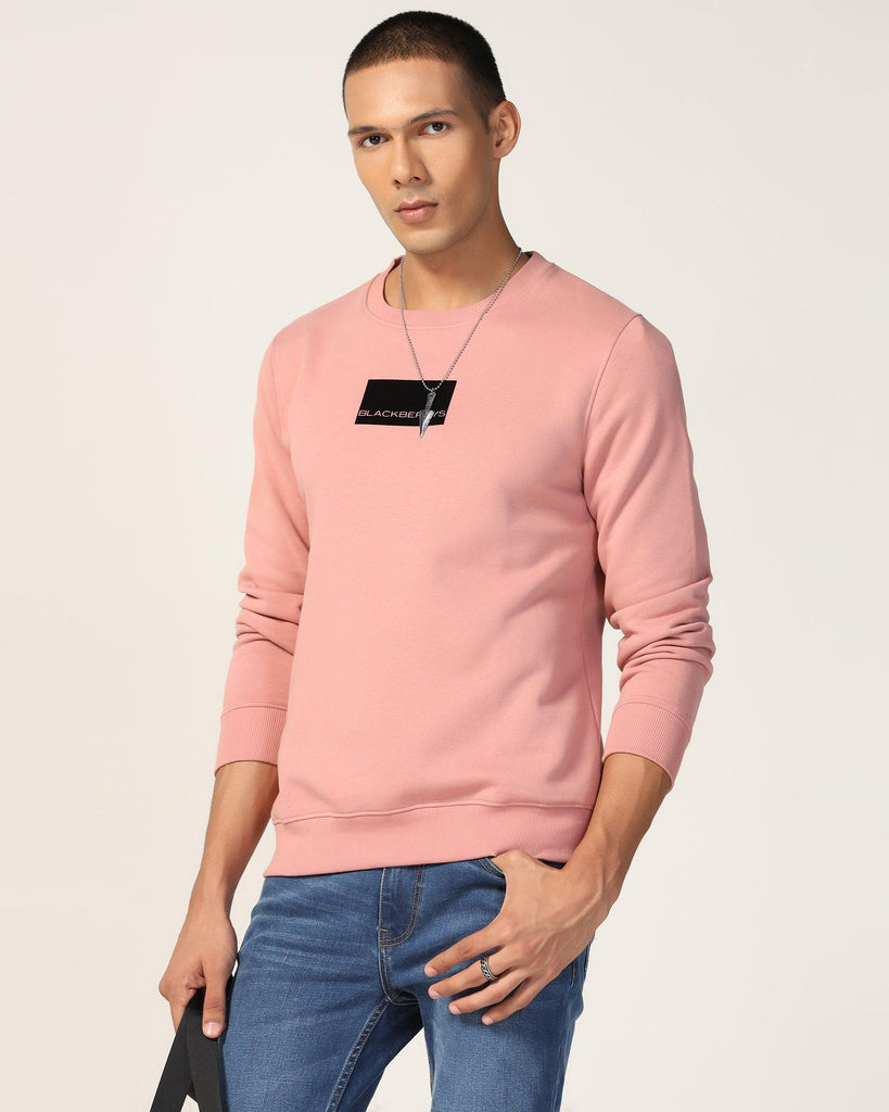 Crew Neck Pink Solid Sweatshirt - Uno