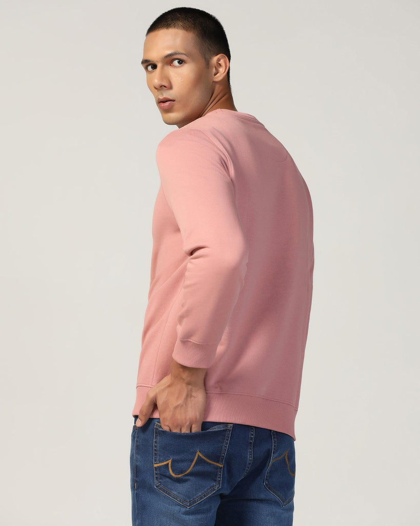 Crew Neck Pink Solid Sweatshirt - Uno