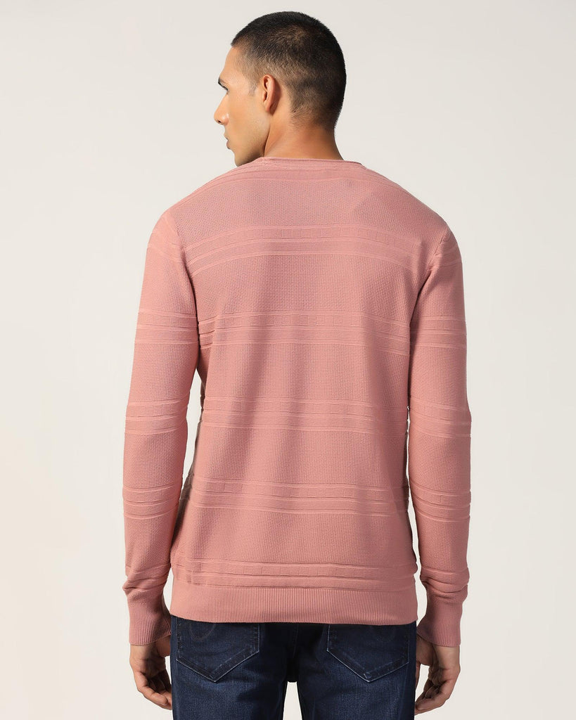 Crew Neck Pink Structure Sweater - Jacey