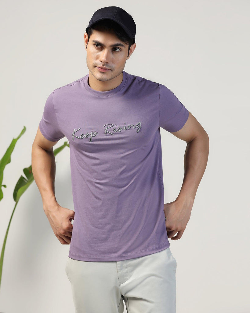 Crew Neck Purple Printed T-Shirt - Levi