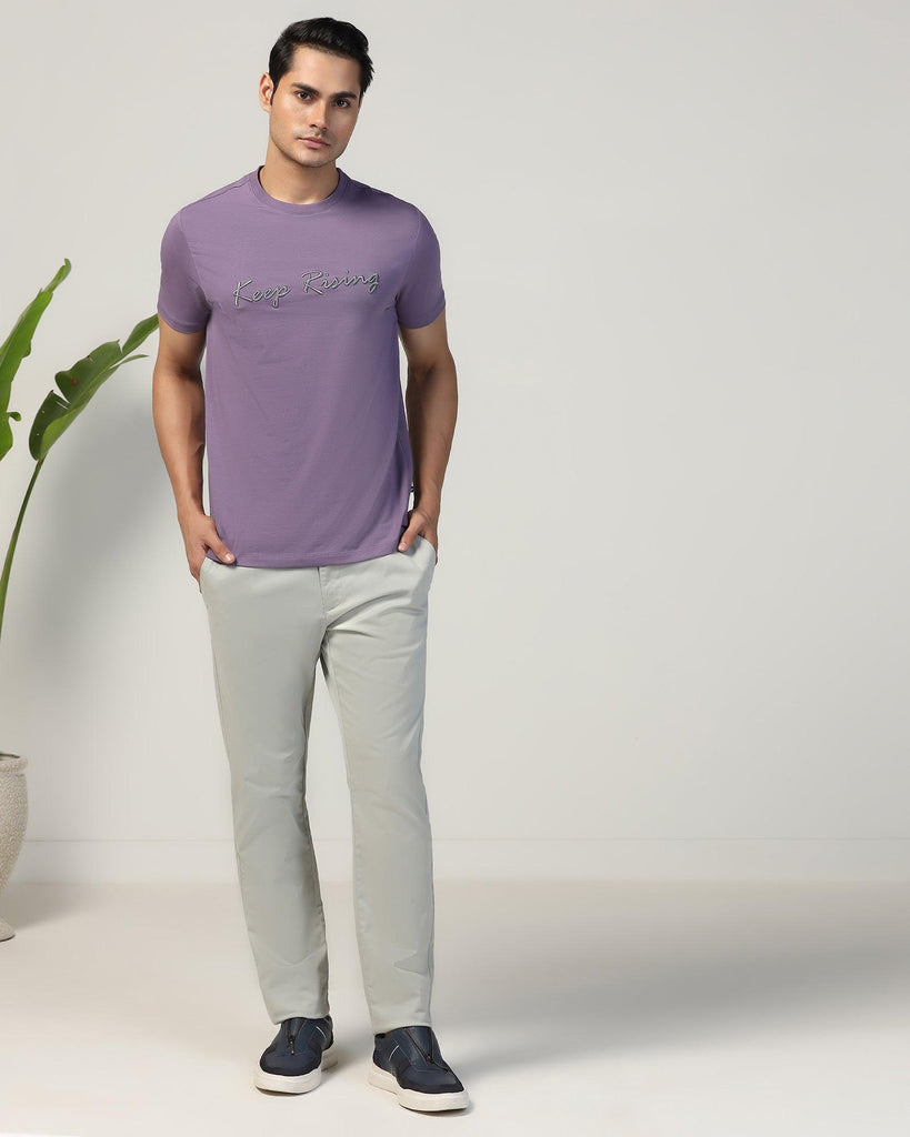 Crew Neck Purple Printed T-Shirt - Levi