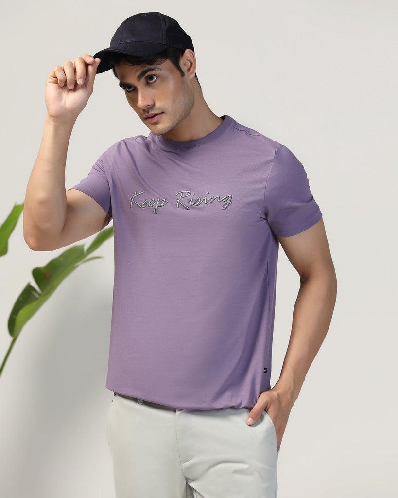 Crew Neck Purple Printed T-Shirt - Levi