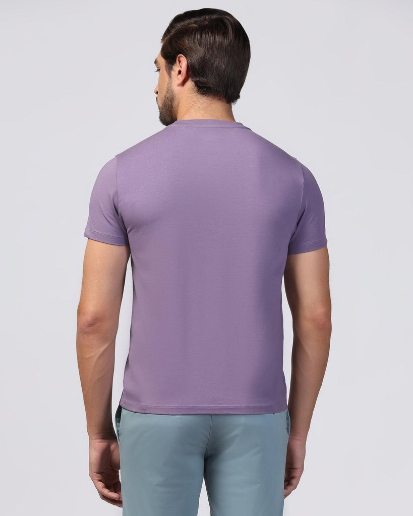 Crew Neck Purple Solid T-Shirt - Noah