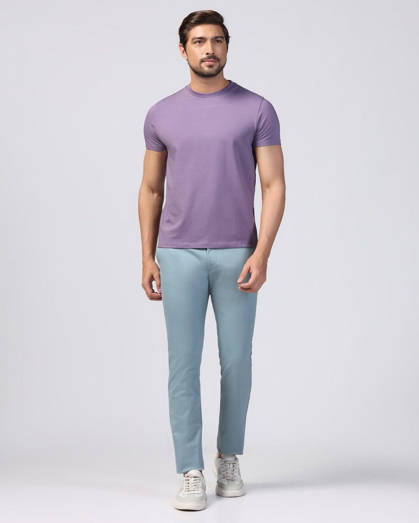 Crew Neck Purple Solid T-Shirt - Noah