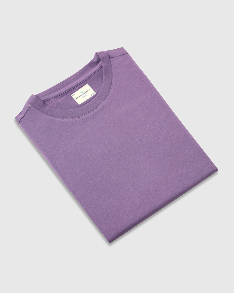 Crew Neck Purple Solid T-Shirt - Noah