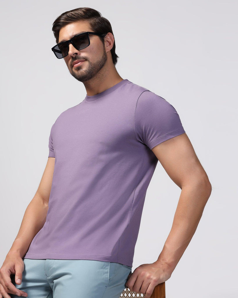 Crew Neck Purple Solid T-Shirt - Noah