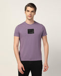 Crew Neck Purple Printed T-Shirt - Salve
