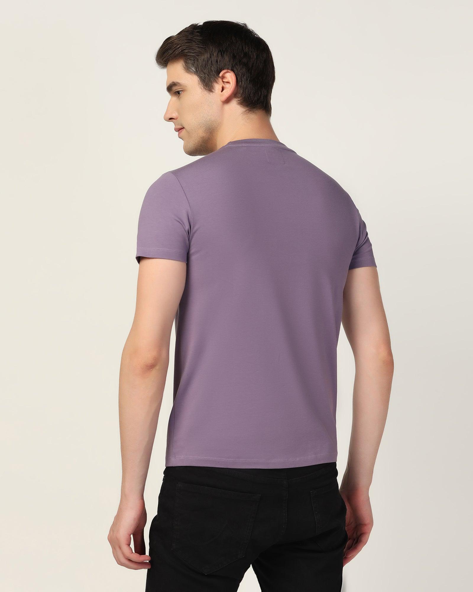 Crew Neck Purple Printed T-Shirt - Salve