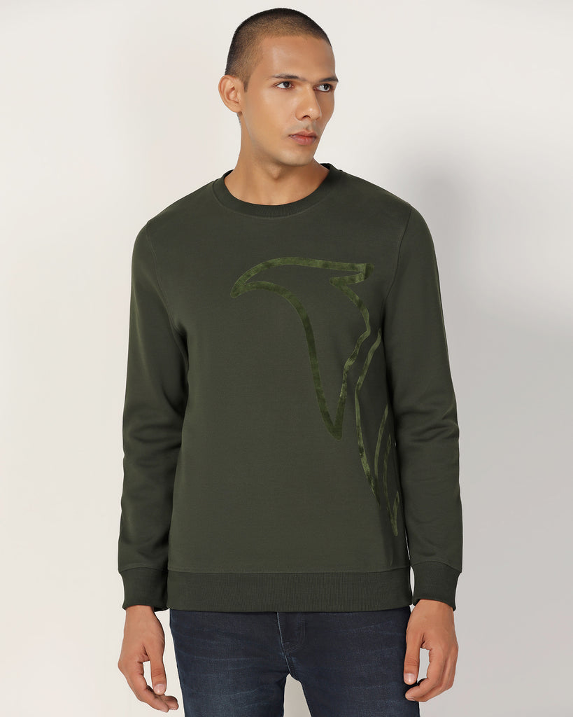 Crew Neck Rosin Solid Sweatshirt - Dos