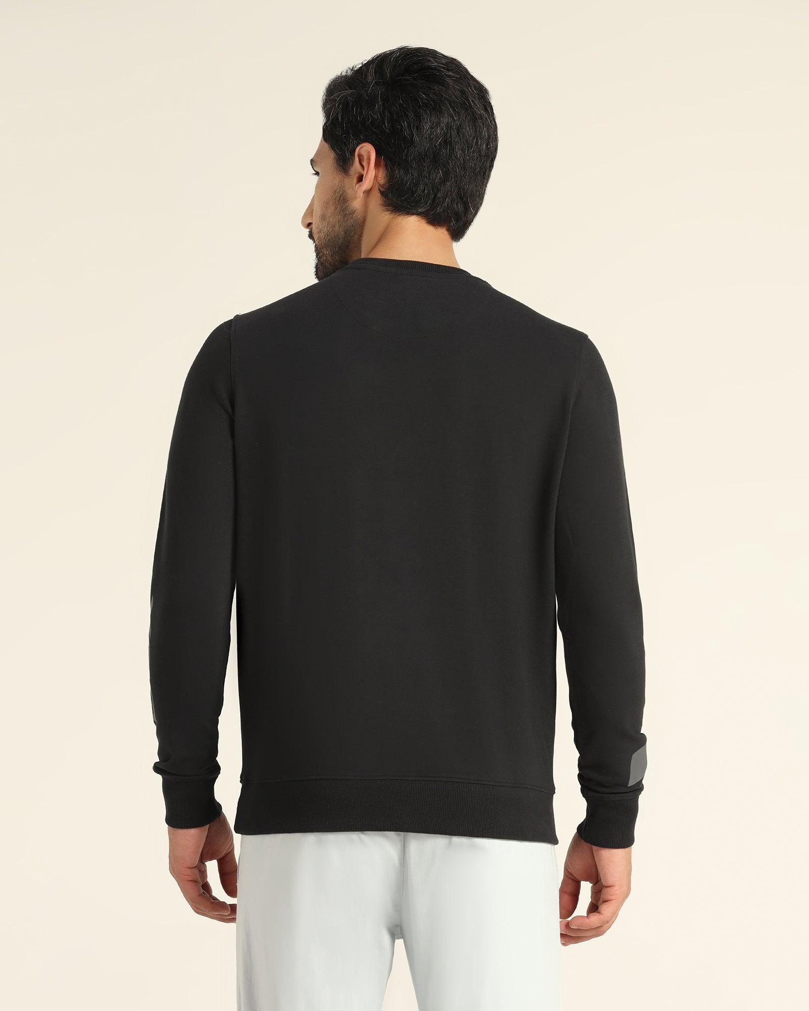 Crew Neck Black Solid Sweatshirt - Chandler