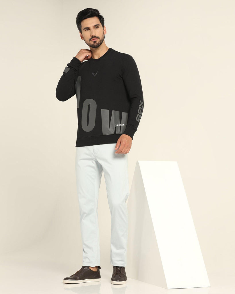 Crew Neck Black Solid Sweatshirt - Chandler