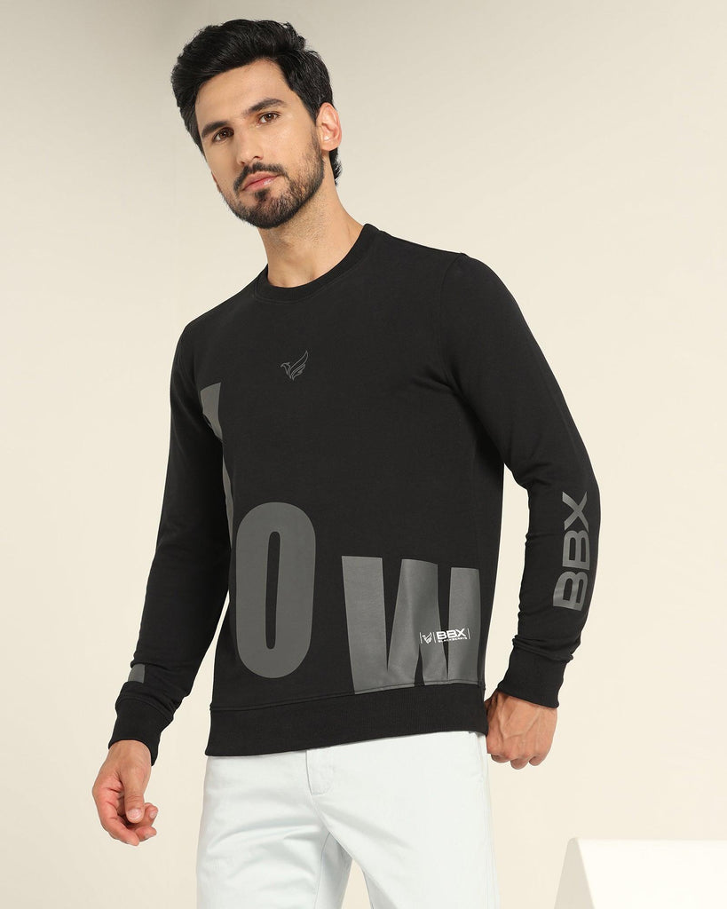 Crew Neck Black Solid Sweatshirt - Chandler