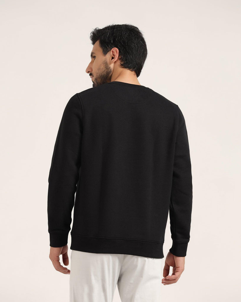 Crew Neck Black Solid Sweatshirt - Jame