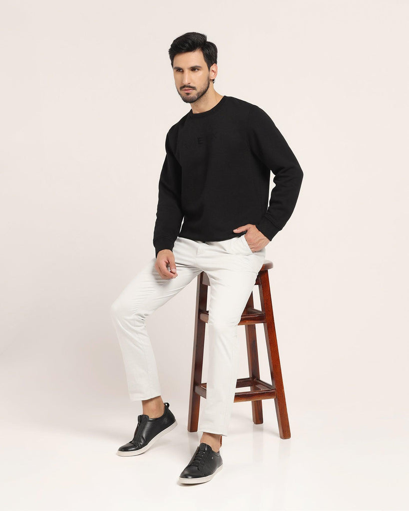 Crew Neck Black Solid Sweatshirt - Jame