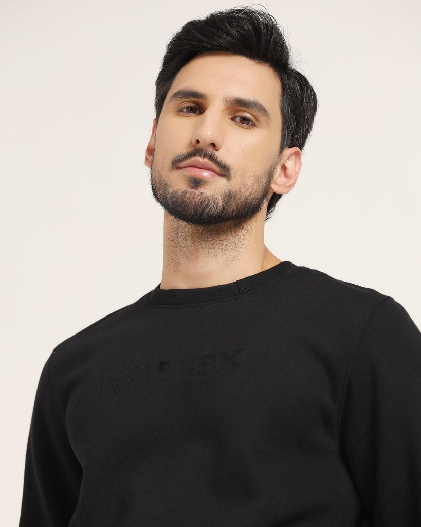 Crew Neck Black Solid Sweatshirt - Jame