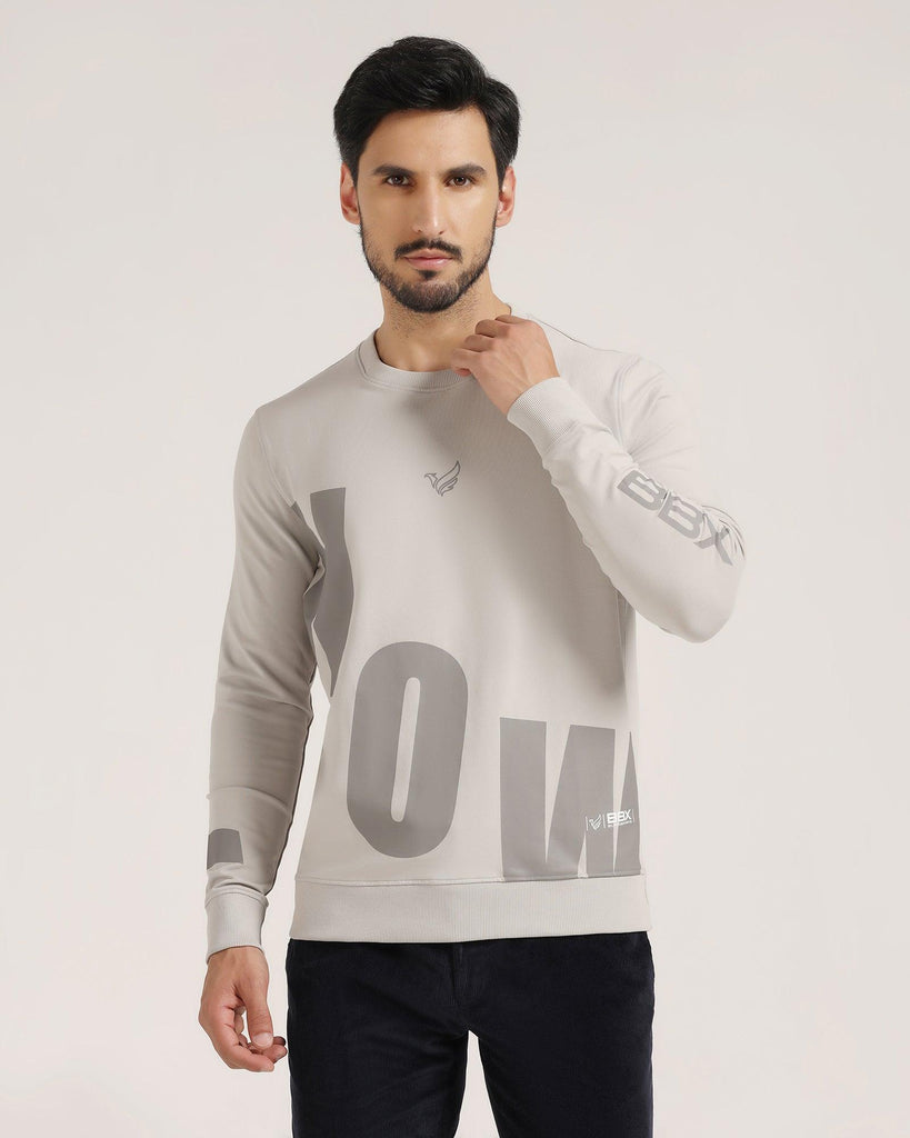 Crew Neck Grey Solid Sweatshirt - Chandler