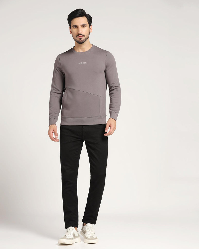 Crew Neck Grey Solid Sweatshirt - Joey