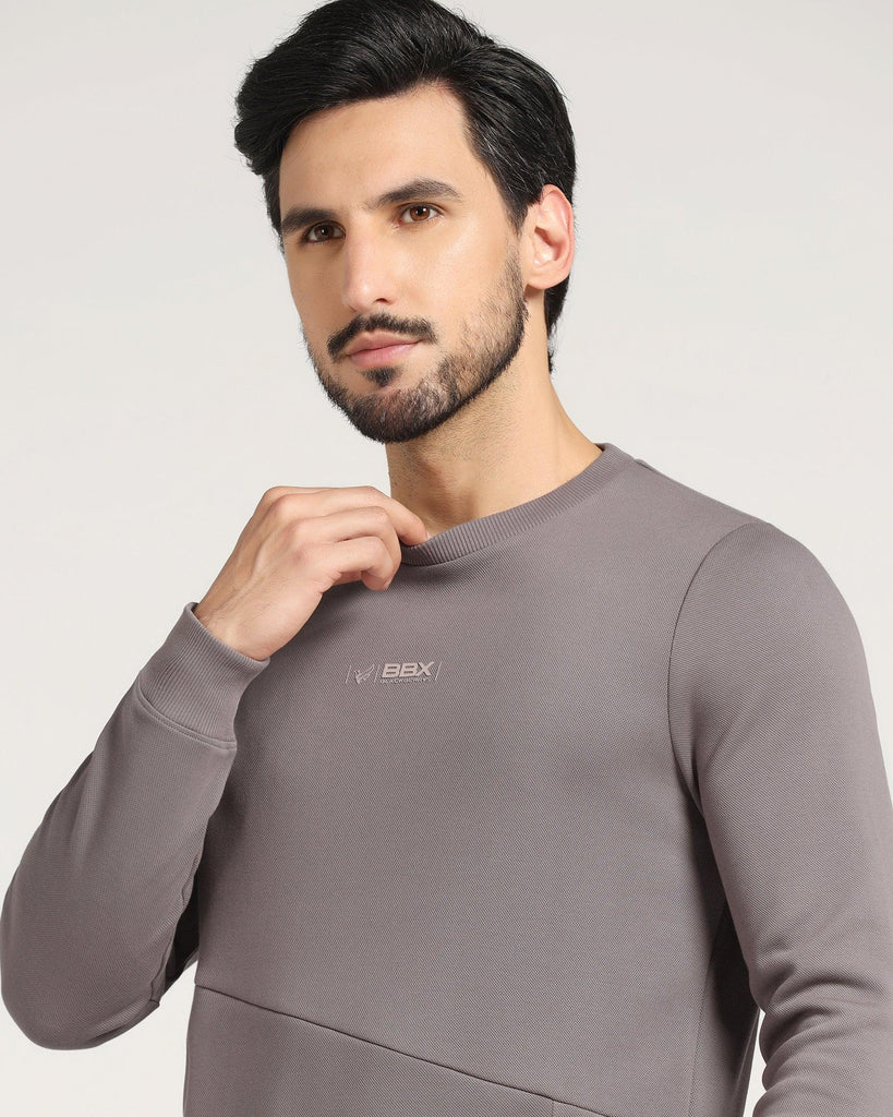 Crew Neck Grey Solid Sweatshirt - Joey