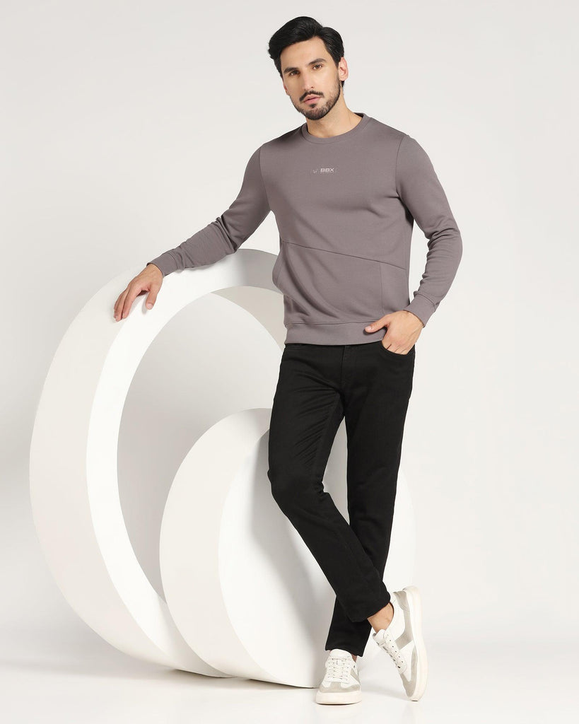 Crew Neck Grey Solid Sweatshirt - Joey