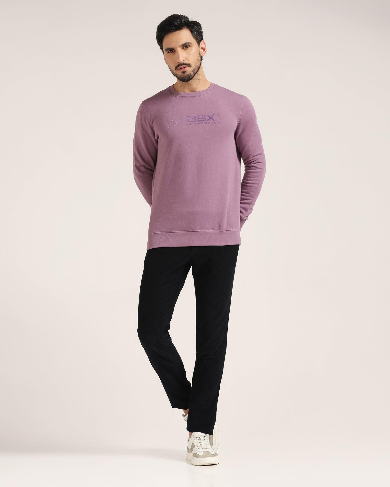 Crew Neck Purple Solid Sweatshirt - Jame