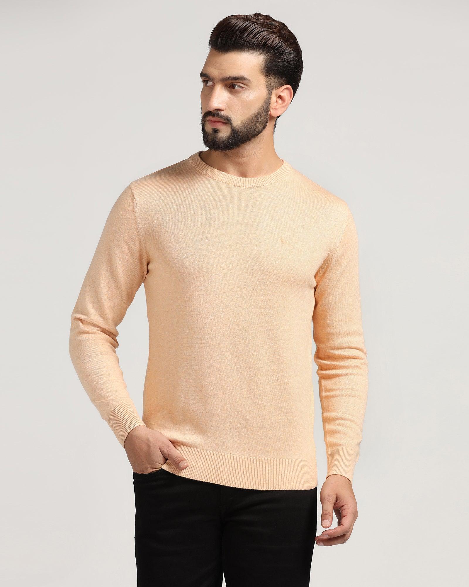 Crew Neck Cream Solid Sweater - Jolly - Blackberrys