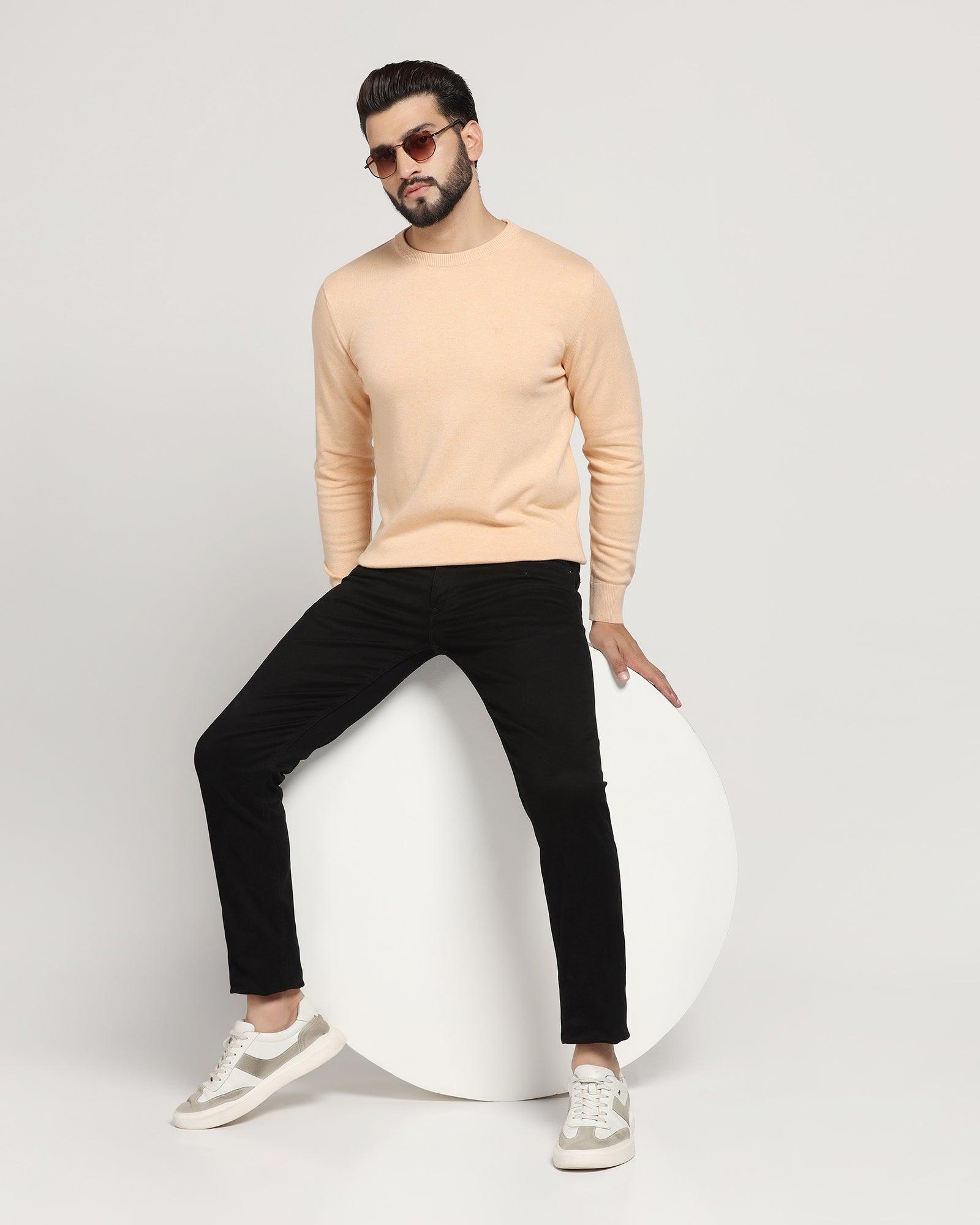 Crew Neck Cream Solid Sweater - Jolly - Blackberrys