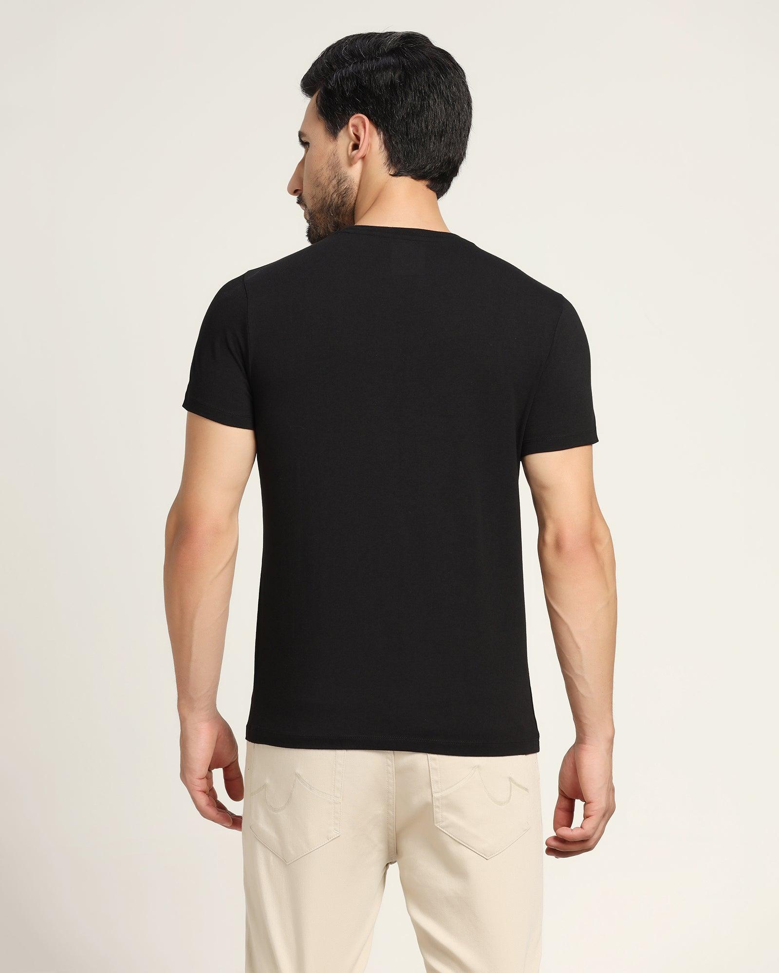 Crew Neck Black Solid T Shirt - Holan