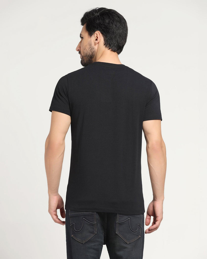 Crew Neck Black Solid T-Shirt - Jog