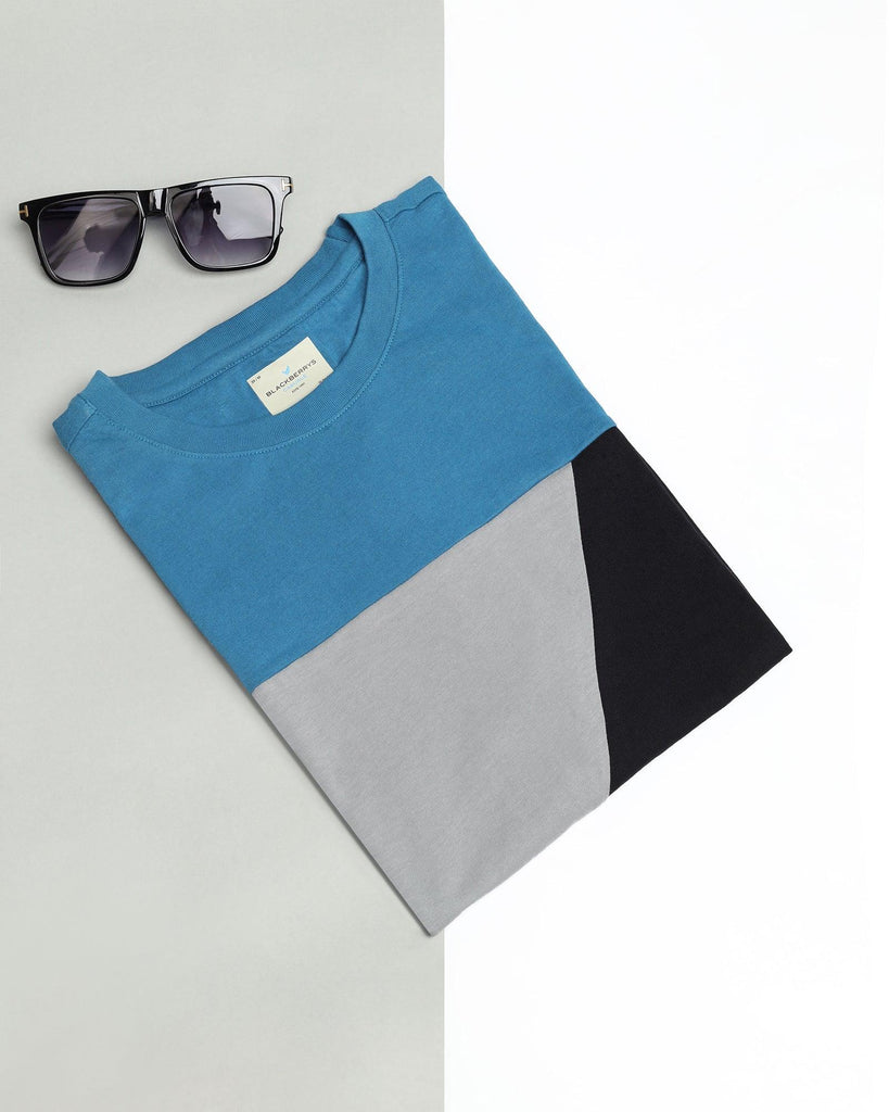 Crew Neck Celestial Blue Solid T-Shirt - Bella