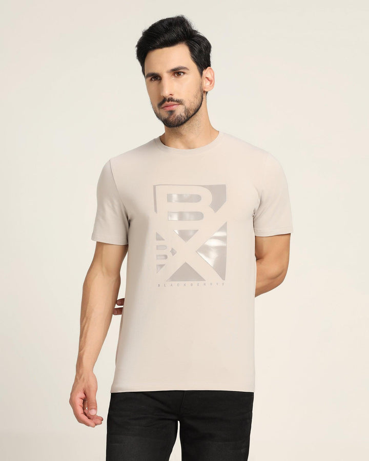 Crew Neck Grey Solid T-Shirt - Foxxy