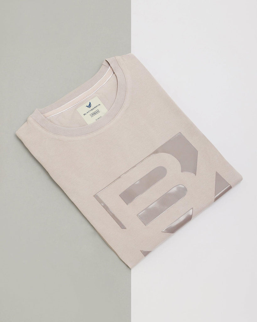 Crew Neck Grey Solid T-Shirt - Foxxy