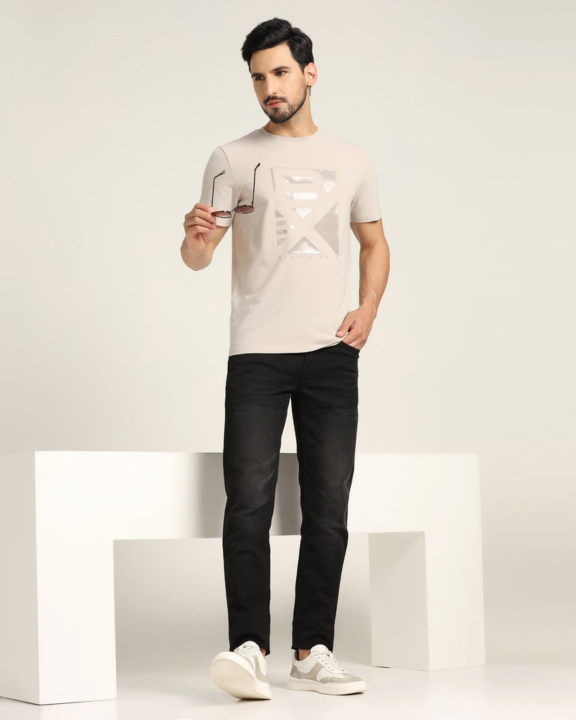 Crew Neck Grey Solid T-Shirt - Foxxy