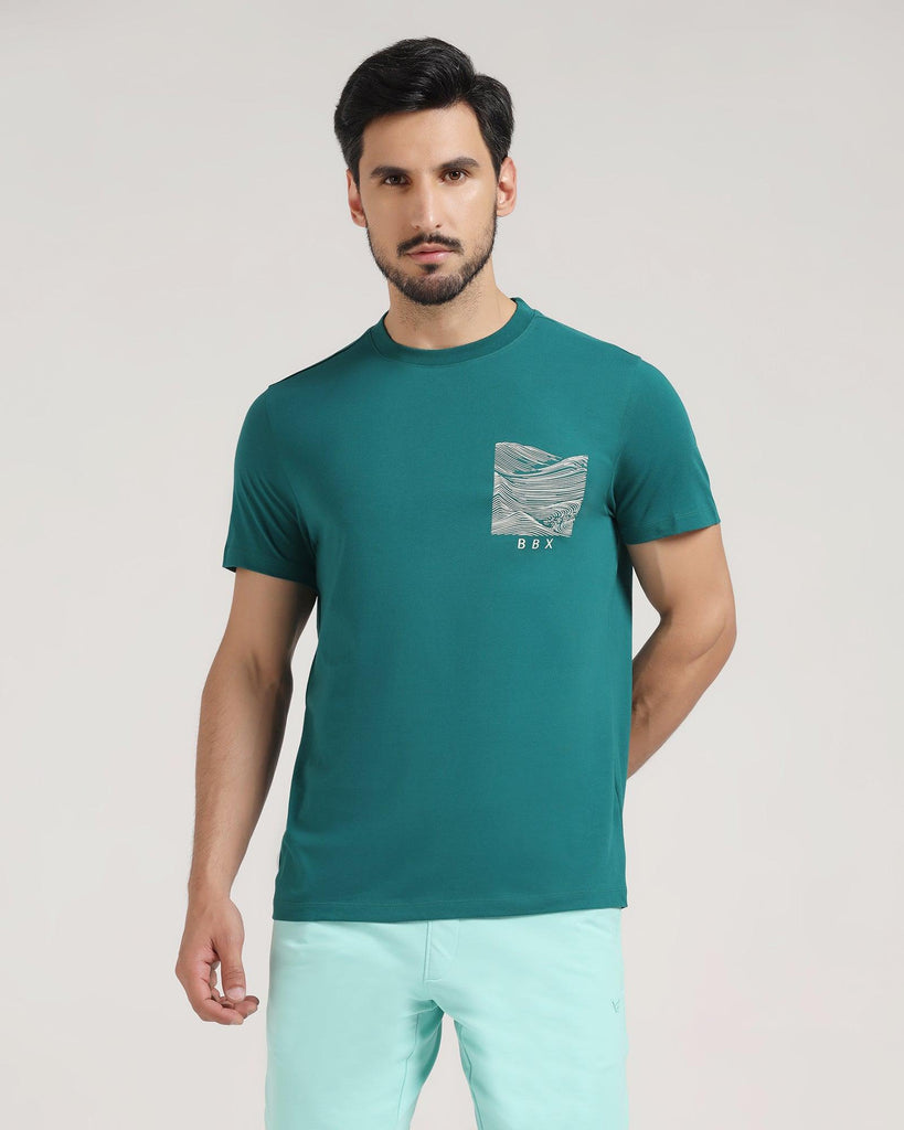 Crew Neck Hushed Green Solid T-Shirt - Milo