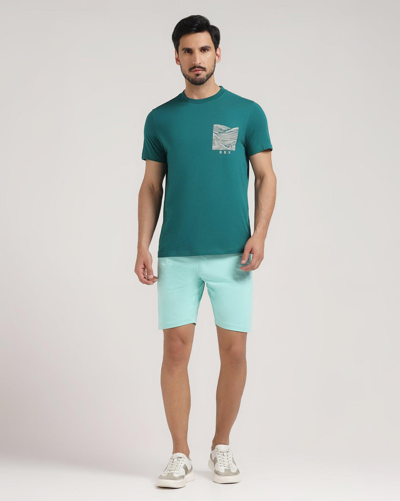 Crew Neck Hushed Green Solid T-Shirt - Milo