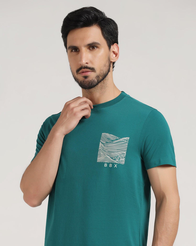 Crew Neck Hushed Green Solid T-Shirt - Milo