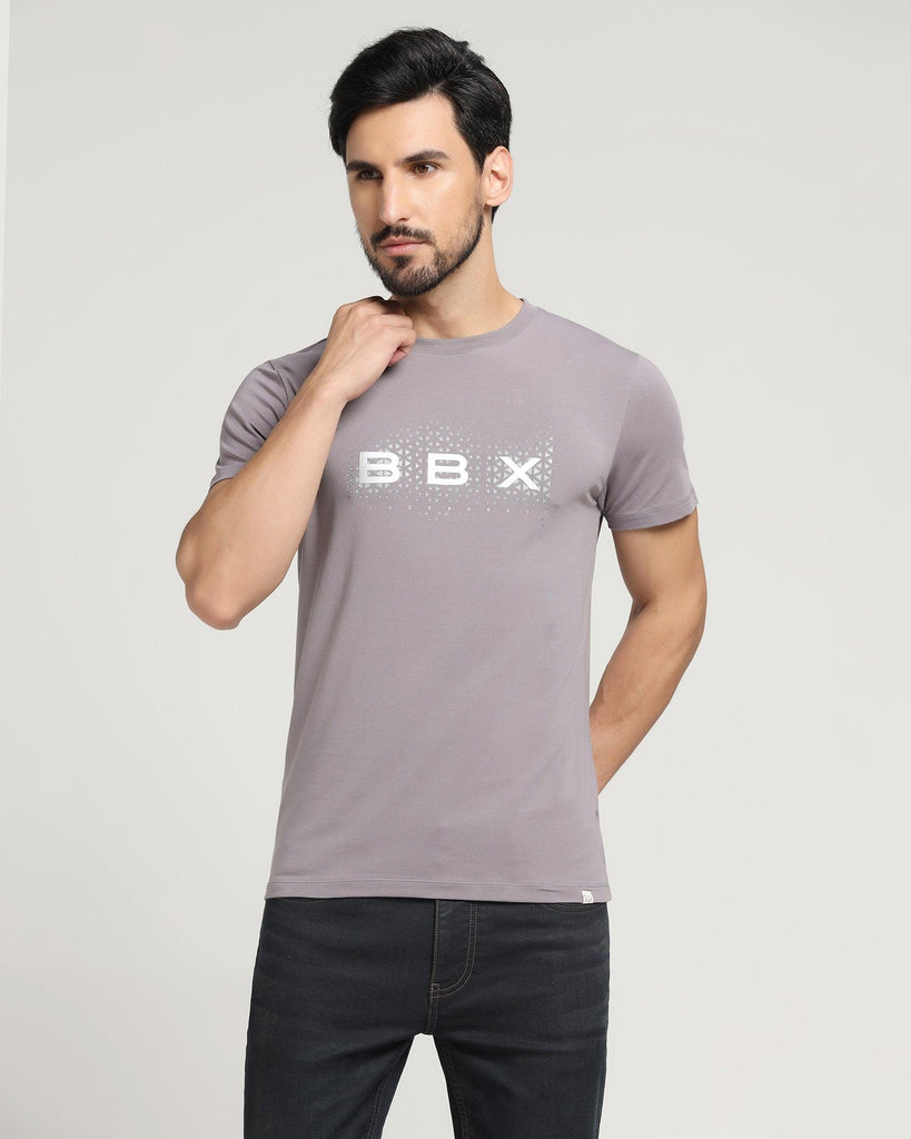 Crew Neck Light Purple Solid T-Shirt - Dino