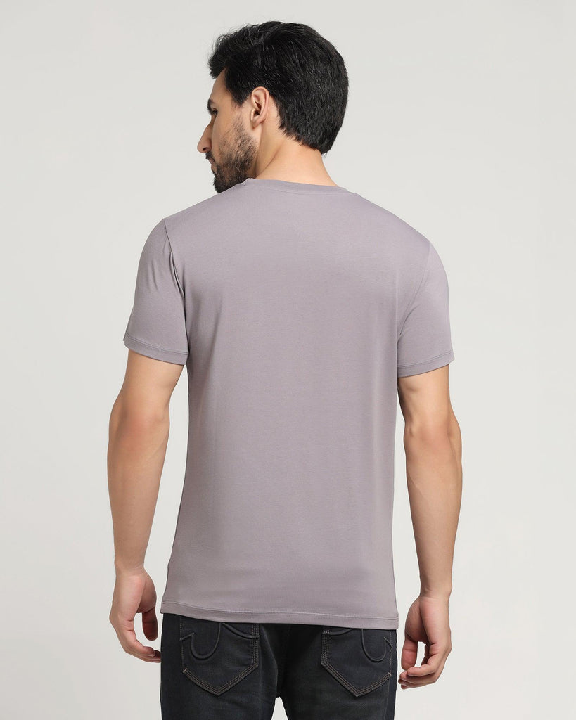 Crew Neck Light Purple Solid T-Shirt - Dino