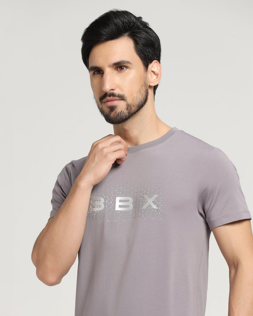 Crew Neck Light Purple Solid T-Shirt - Dino