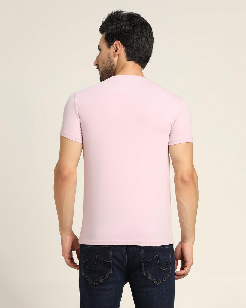 Crew Neck Lilac Solid T-Shirt - Metal