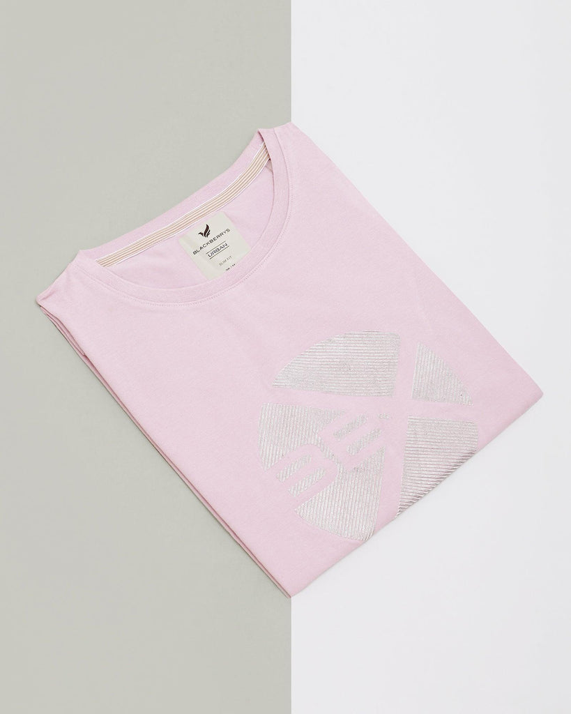 Crew Neck Lilac Solid T-Shirt - Metal