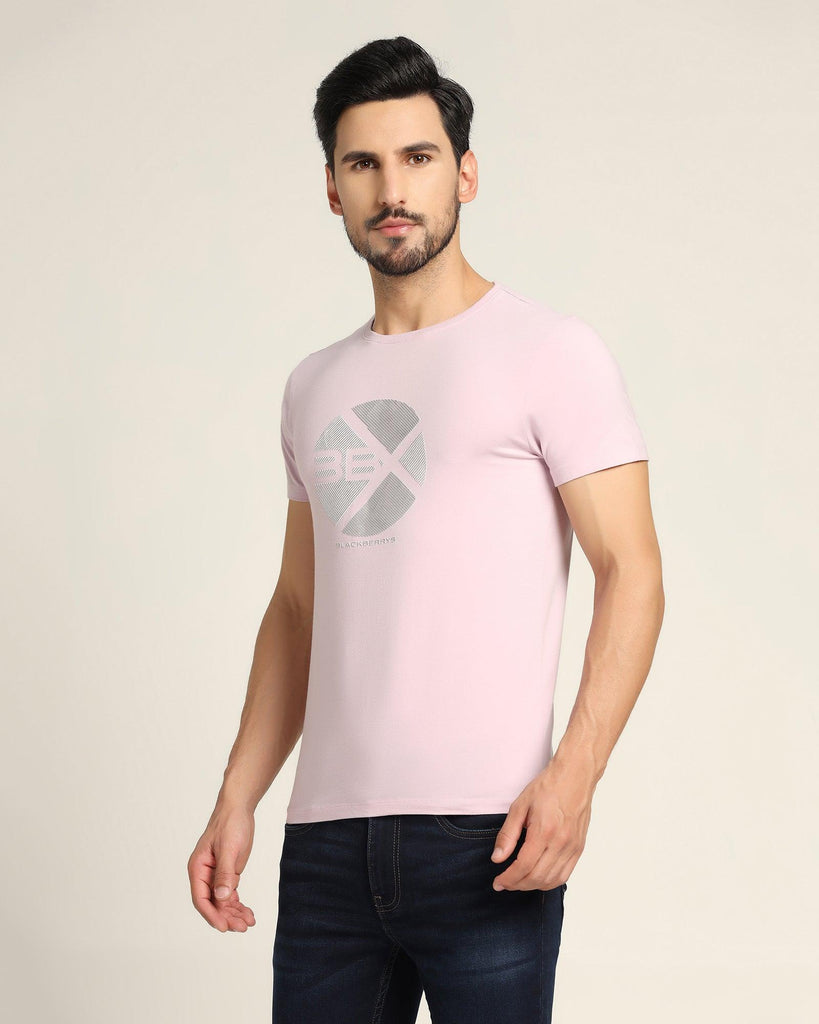 Crew Neck Lilac Solid T-Shirt - Metal