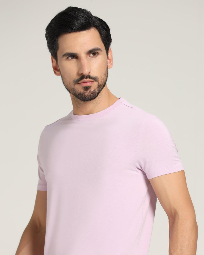 Crew Neck Lilac Purple Solid T-Shirt - Holan