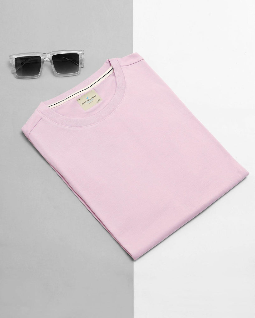 Crew Neck Lilac Purple Solid T-Shirt - Holan